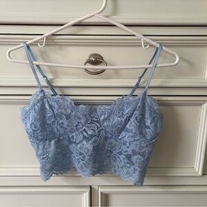 Blue Lace Crop Top
